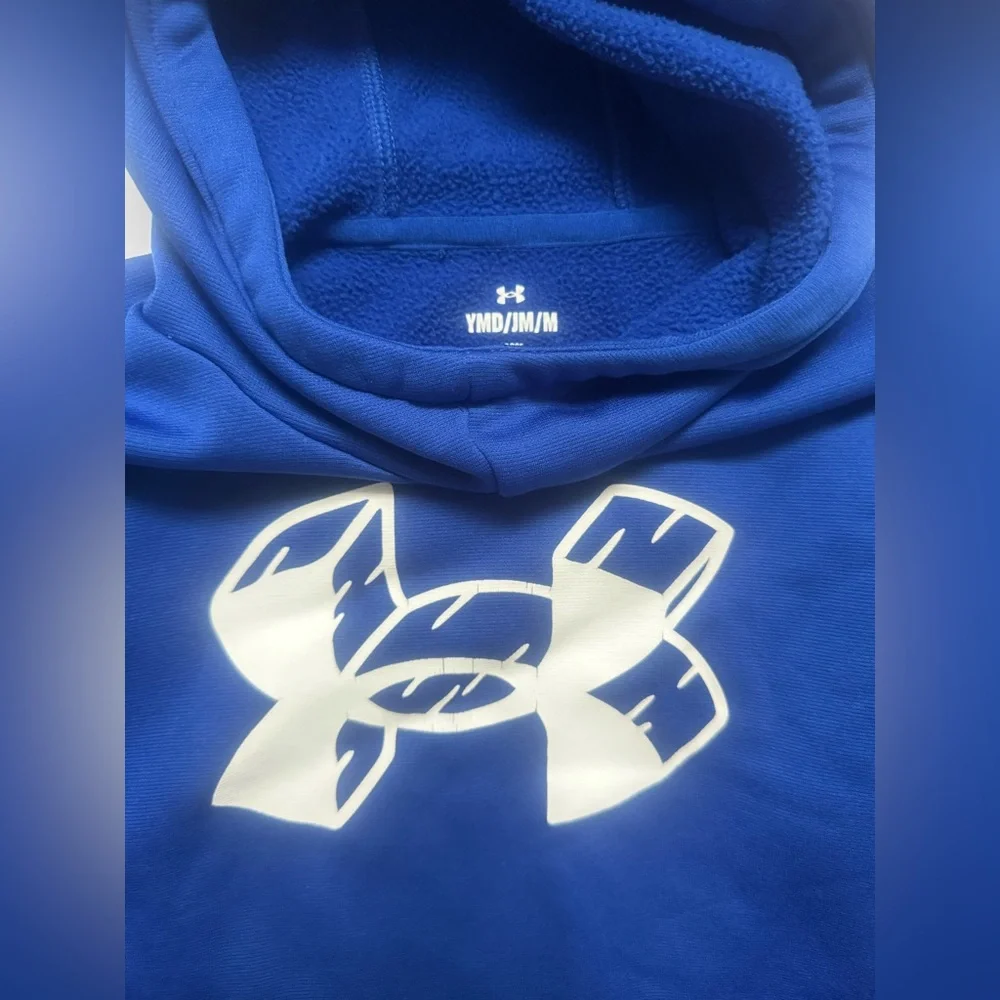 Under Armour Boys Fleece graphic logo  Hoodie Royal Blue/White, medium